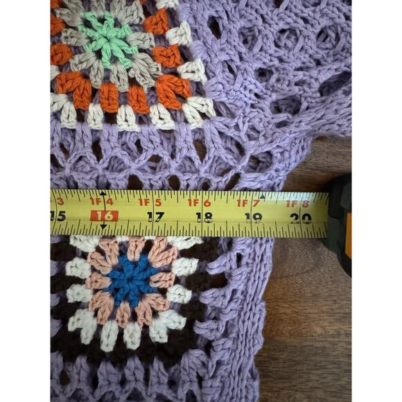 Crochet Hippie Boho Granny Square Floral Patchwork Whimsical Indie Crop Top M - Picture 4 of 7